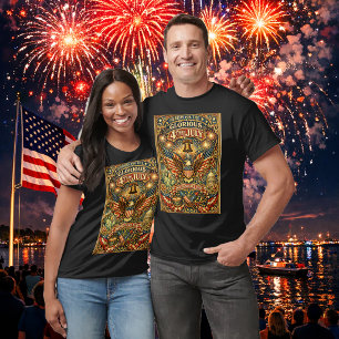 Camiseta Arte Retro Art Nouveau Día de la Independencia 4 d