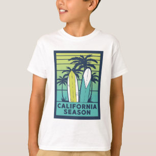 Camiseta Arte Retro California Surfboards - Línea costera d