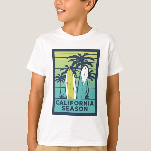 Camiseta Arte Retro California Surfboards - Línea costera d (Anverso)