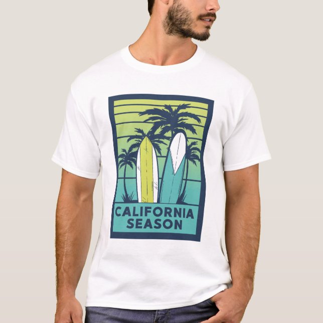 Camiseta Arte Retro California Surfboards - Línea costera d (Anverso)