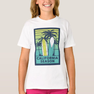 Camiseta Arte Retro California Surfboards - Línea costera d