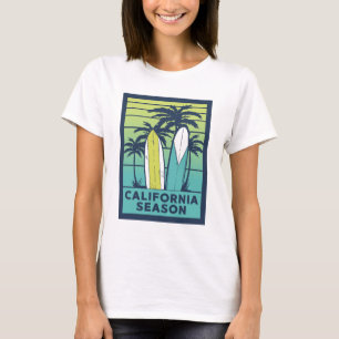 Camiseta Arte Retro California Surfboards - Línea costera d