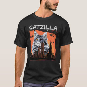 Camiseta Arte Retro De Gato De Catzilla De Vintage