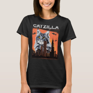 Camiseta Arte Retro De Gato De Catzilla Gatito Vintage