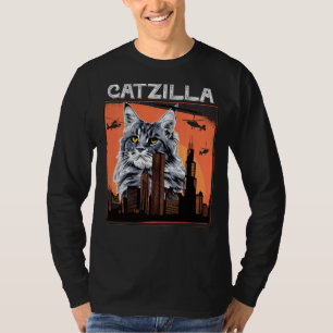 Camiseta Arte Retro De Gato De Catzilla Gatito Vintage