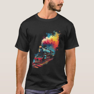 Camiseta Arte retro de locomotora de vapor