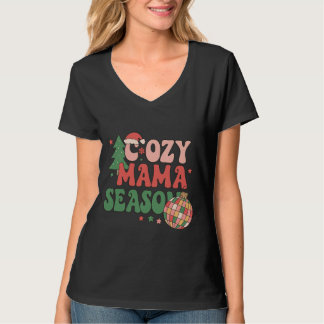 Camiseta Arte Retro de Navidad de Temporada Cozy Mama