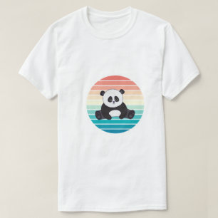 Camiseta Arte Retro de Oso Panda Relajante en Puesta de Sol