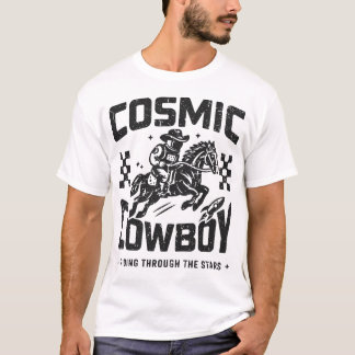 Camiseta Arte Retro Espacial del Oeste Cósmico Vaquero