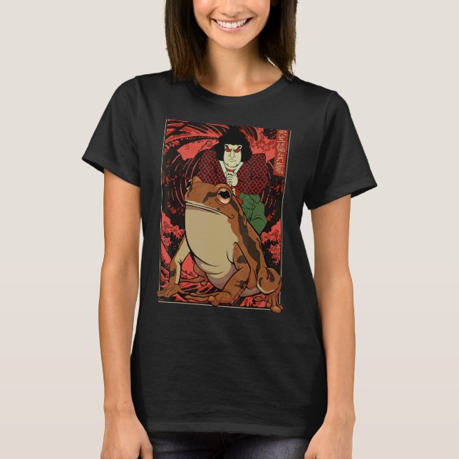 Camiseta Arte retro japonés Samurai montando toad gigante V (Anverso)