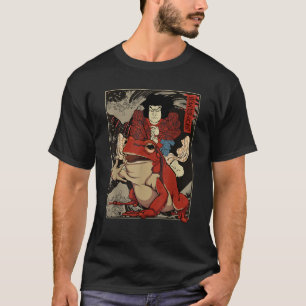 Camiseta Arte retro japonés Samurai montando toad gigante V