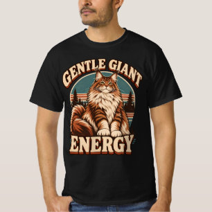 Camiseta Arte Retro Maine Coon Gentil Gigante Azul Turquesa