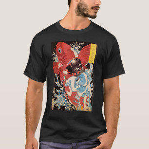 Camiseta Arte retro vintage japonés Samurai sobre el Koi