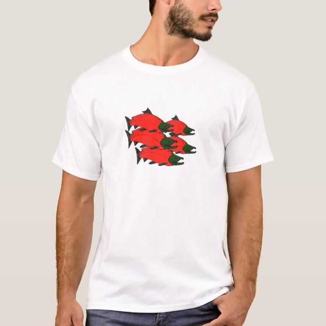 Camiseta Arte rojo de los salmones de Sockeye (Anverso)