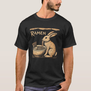 Camiseta Arte Rupestre Japonés Amante De Fideos Conejo Rame
