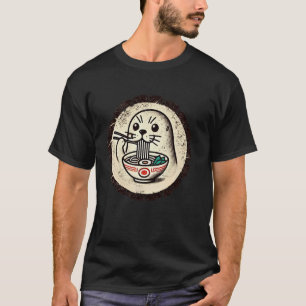 Camiseta Arte Rupestre Japonés Amante De Fideos Foca Ramen