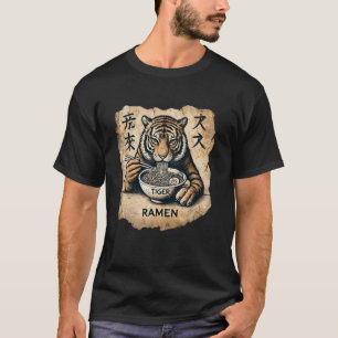 Camiseta Arte rupestre japonés Noodle de vida salvaje León