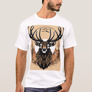 Camiseta Arte silvestre de majestuosa cabeza de ciervo.