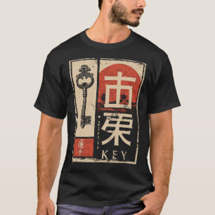 Camiseta Arte simbólico del sol rojo japonés de la clave an
