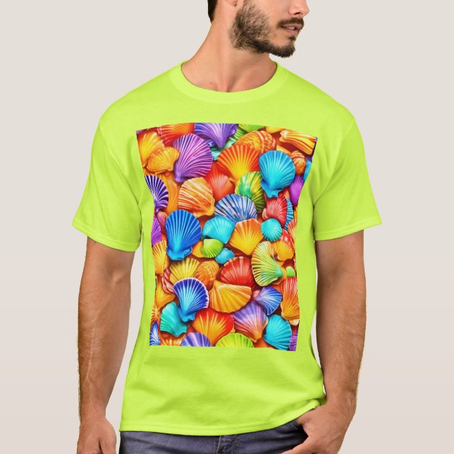 Camiseta Arte sinfónico vibrante de conchas marinas (Anverso)
