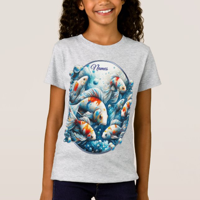 Camiseta Arte subacuático de peces y corales en pinturas ac (Anverso)
