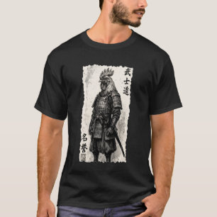 Camiseta Arte Sumi-e de Guerrero de Pollo Samurái Japonés A