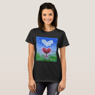 Camiseta Arte Surrealista de dos corazones