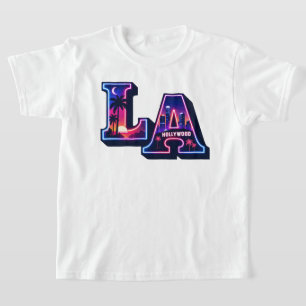 Camiseta Arte tipográfico neón al estilo California de los 