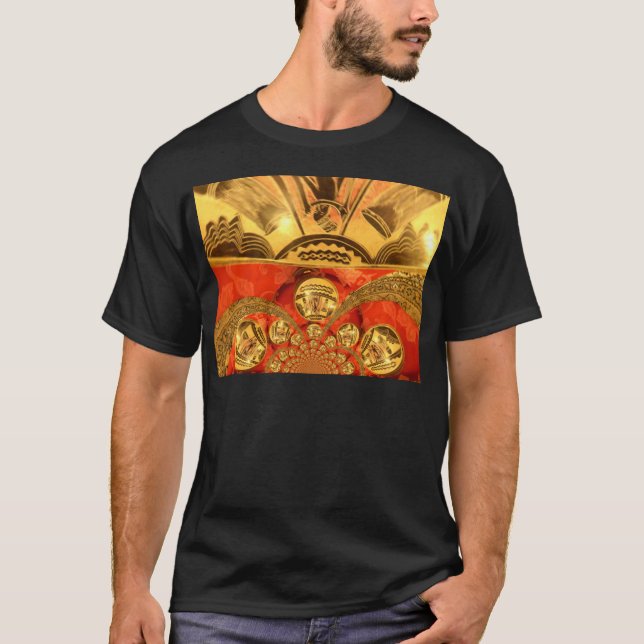 Camiseta Arte tradicional africano rojo dorado (Anverso)
