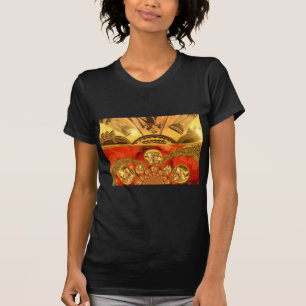 Camiseta Arte tradicional africano rojo dorado