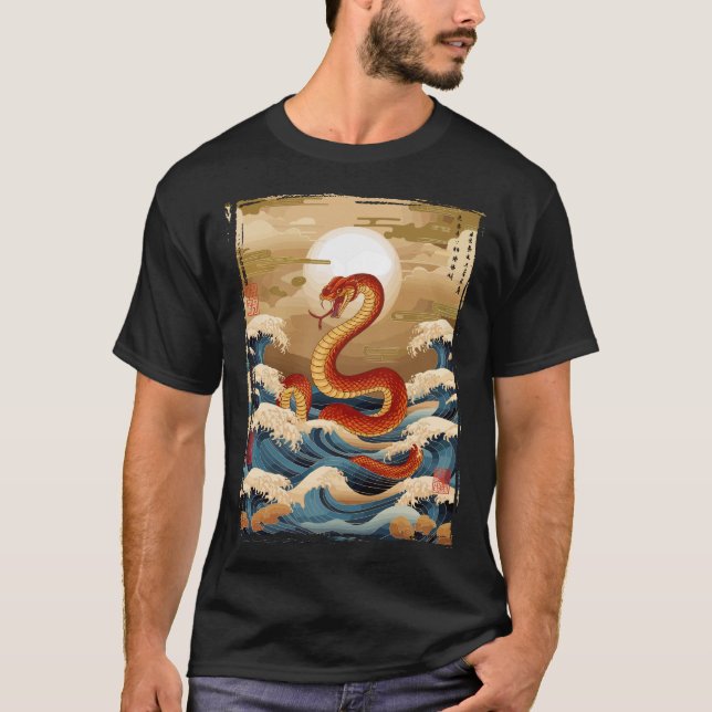 Camiseta Arte tradicional japonés de serpientes (Anverso)