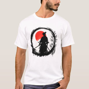 Camiseta Arte tradicional japonés Sumi-e Samurái guerrero