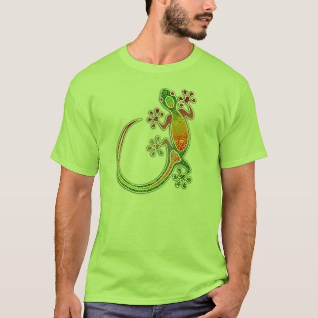 Camiseta Arte tribal floral del Gecko (Anverso)