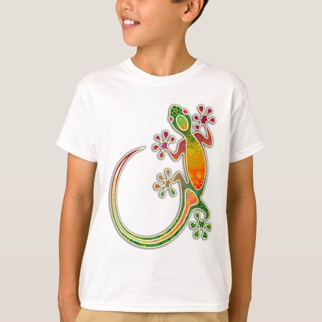 Camiseta Arte tribal floral del Gecko (Anverso)