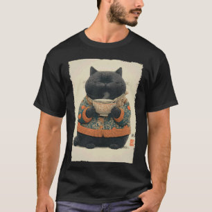 Camiseta Arte Ukiyo-e Japonés Estético de Ramen de Gato Gor