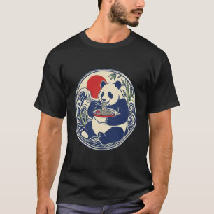 Camiseta Arte Ukiyo-e Japonés Panda Comiendo Fideos Ramen