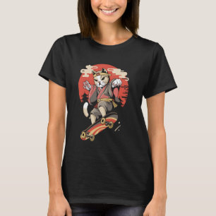 Camiseta Arte Ukiyo-e japonés vintage de Cat Skateboarding