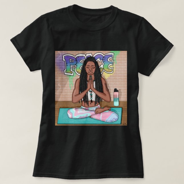 Camiseta Arte urbano | Bonito Mujer haciendo meditación (Diseño del anverso)