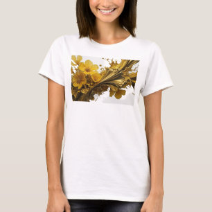 Camiseta Arte usable GOLDEN FLORAL SPLASH Ingenioso Dorado