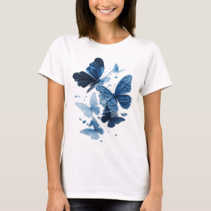 Camiseta Arte Usable Mariposas Azules Edgy Blue