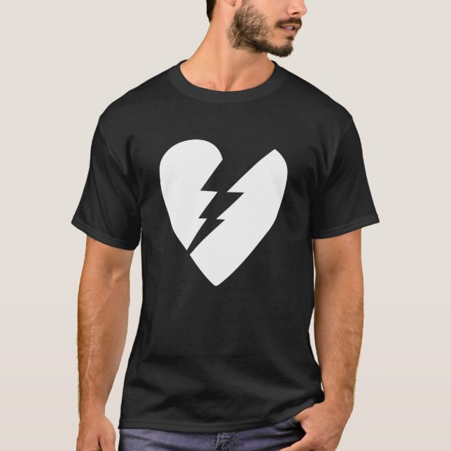 Camiseta Arte vector de corazón roto en blanco y negro (Anverso)