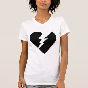 Camiseta Arte vector de corazón roto en blanco y negro
