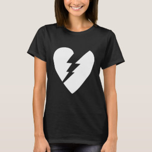 Camiseta Arte vector de corazón roto en blanco y negro