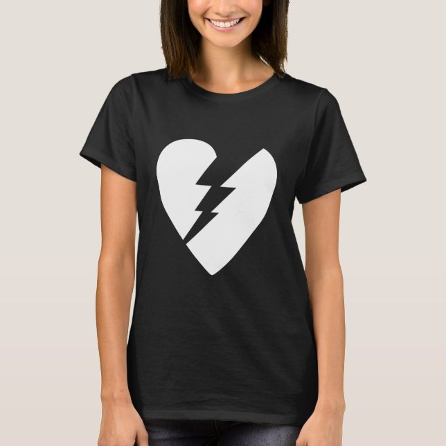 Camiseta Arte vector de corazón roto en blanco y negro (Anverso)