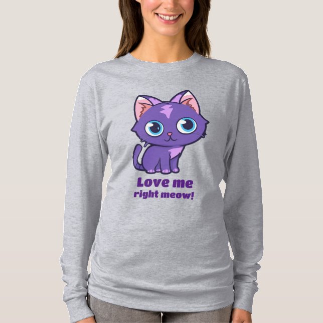 Camiseta Arte vector de gato de anime púrpura (Anverso)