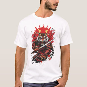 Camiseta Arte vectorial audaz del guerrero tigre samurái