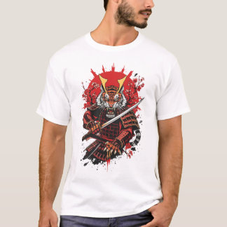Camiseta Arte vectorial audaz del guerrero tigre samurái