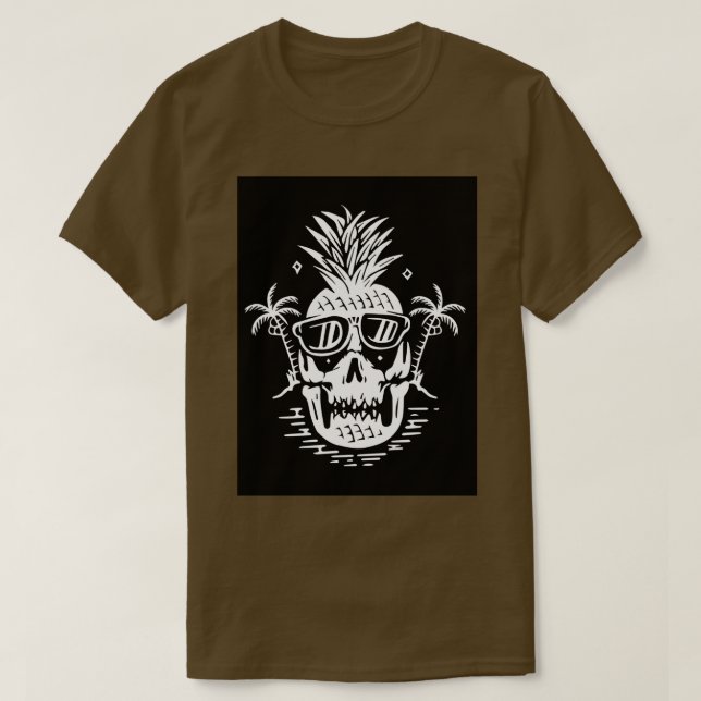 Camiseta Arte vectorial de la línea de calavera de verano (Diseño del anverso)