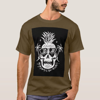 Camiseta Arte vectorial de la línea de calavera de verano