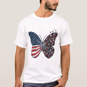 Camiseta Arte vectorial de mariposa de la paz patriótica vi